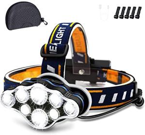 Rechargeable 18000 Lumen LED Headlamp for Outdoors