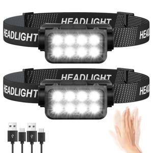 Rechargeable LED Headlamp Flashlight 2-Pack