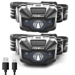 Foxelli USB-C Rechargeable LED Headlamp, 5 Modes