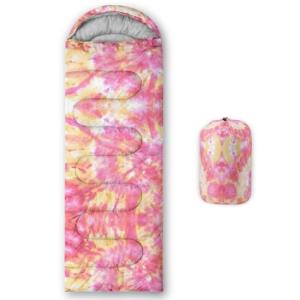 QOOMO Pink Tie-Dye Spiral Sleeping Bags for Camping