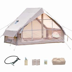 Beige Inflatable Camping Tent for 3-4 People
