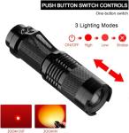 Red Light LED Flashlight with Adjustable Focus