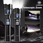 20000LM Bright Waterproof LED Flashlight with Zoom