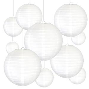 8 Inch White Paper Lanterns - Pack of 10