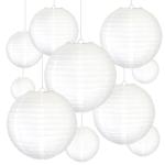 8 Inch White Paper Lanterns - Pack of 10