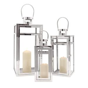 TRIROCKS Stainless Steel Candle Lantern Set of 3