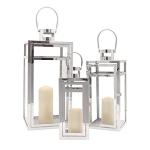 TRIROCKS Stainless Steel Candle Lantern Set of 3