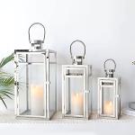 TRIROCKS Stainless Steel Candle Lantern Set of 3