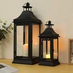 2-Pack Vintage Metal Hanging Candle Lanterns