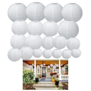 White Paper Lanterns Set for Camping Decor