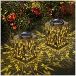 2 Pack Solar Lanterns - Waterproof Metal Hanging Lights