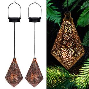 2 Pack Solar Hanging Lantern Lights for Outdoors