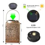 2 Pack Solar Lanterns - Waterproof Metal Hanging Lights