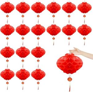 20 Red Paper Lanterns for Festivals and Events