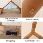 Beige Inflatable Camping Tent for 3-4 People
