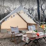 Beige Inflatable Camping Tent for 3-4 People