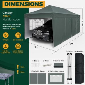 3x6m Easy Setup Waterproof Pop Up Canopy Tent