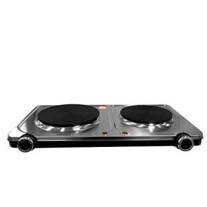 2250W Twin Hotplate Electric Cooktop - Stainless Steel
