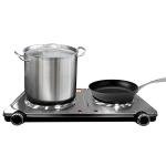 2250W Twin Hotplate Electric Cooktop - Stainless Steel