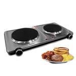2250W Twin Hotplate Electric Cooktop - Stainless Steel
