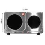 2250W Twin Hotplate Electric Cooktop - Stainless Steel