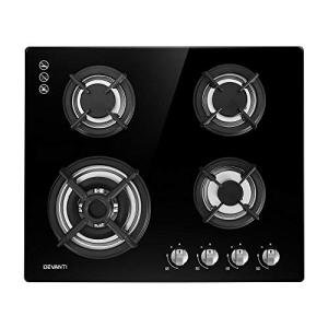 Portable 4-Burner Gas Cooktop with Knob Controls