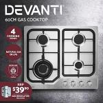 Portable 4-Burner Gas Cooktop with Glass Surface