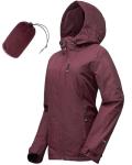 Women's Waterproof Packable Rain Jacket in Wine Red