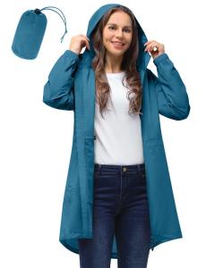 Lightweight Women's Waterproof Rain Jacket, Moroccan Blue