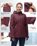 Women's Waterproof Packable Rain Jacket in Wine Red