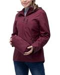 Women's Waterproof Packable Rain Jacket in Wine Red