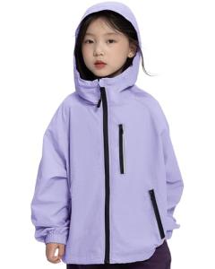 Kids Lightweight Waterproof Hooded Jacket - Purple