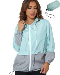 YAOBAOLE Women's Lightweight Packable Color Block Rain Jacket