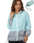 YAOBAOLE Women's Lightweight Packable Color Block Rain Jacket