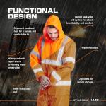 Men's Waterproof Hi-Vis Rain Jacket with Hood
