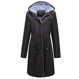 Women's Waterproof Hooded Rain Jacket - Black