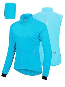 Women's Waterproof Reflective Cycling Jacket - Bright Blue