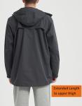 Men's Lightweight Waterproof Hooded Rain Jacket, Dark Grey