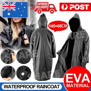 Unisex Waterproof Hooded Raincoat Jacket in Black