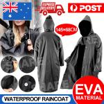 Unisex Waterproof Hooded Raincoat Jacket in Black