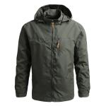Men's Hooded Waterproof Windbreaker Jacket - Grey