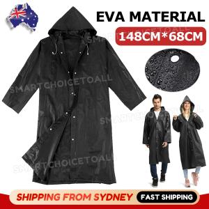 Men's Black Waterproof Hooded Raincoat for Hiking