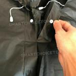 Men's Black Waterproof Hooded Raincoat for Hiking