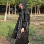 Men's Black Waterproof Hooded Raincoat for Hiking