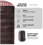 Teton Celsius -18C Sleeping Bag, Right Zip, Brown/Pink
