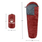 Wakeman Outdoors 25°F Mummy Sleeping Bag, Red
