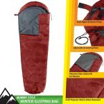 Wakeman Outdoors 25°F Mummy Sleeping Bag, Red