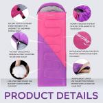 Lightweight Pink Purple Rectangular Sleeping Bag 3lb