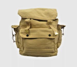 Khaki Canvas Webbing Backpack for Camping