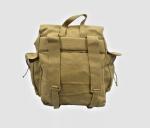 Khaki Canvas Webbing Backpack for Camping